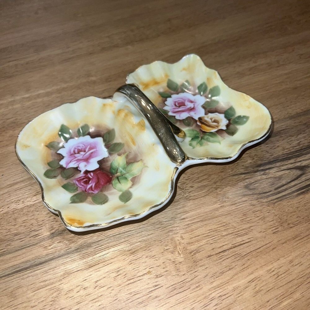 Vintage‎ Floral Butterfly Shaped Trinket Dish Decorative Plate Romantic Decor